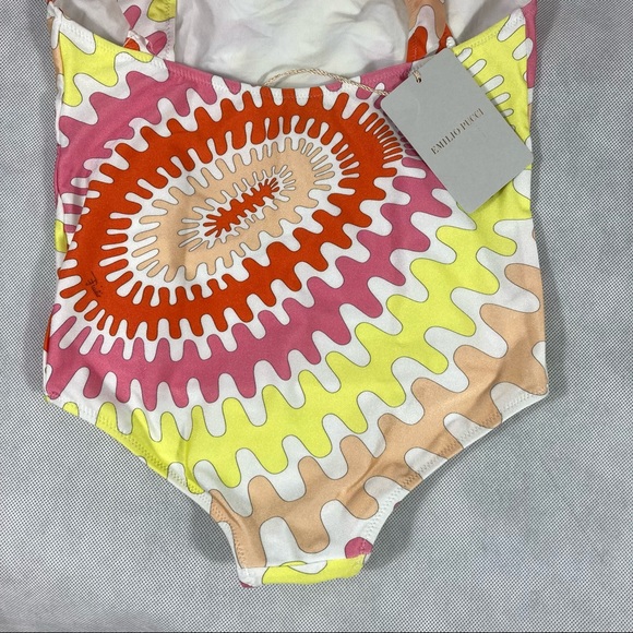 NWT Emilio Pucci Teen Girls Abstract Print Ruffle One Piece Swimsuit - Picture 10 of 17